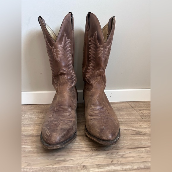 Boulet 1828 Hillbilly Golden western Brown Leather embroidered Cowboy Boots - Picture 2 of 10